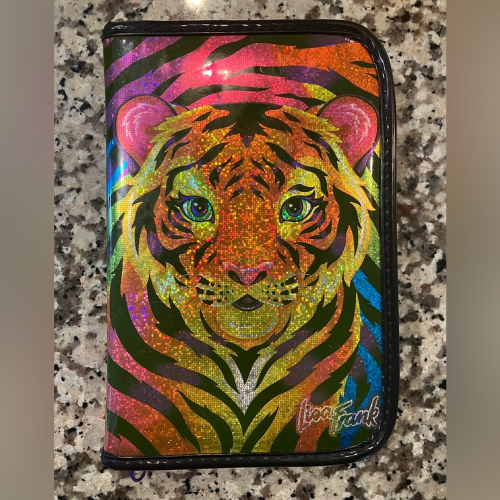 RARE Vintage Lisa Frank Tiger Mini Zip Planner, Mirror + Notepad